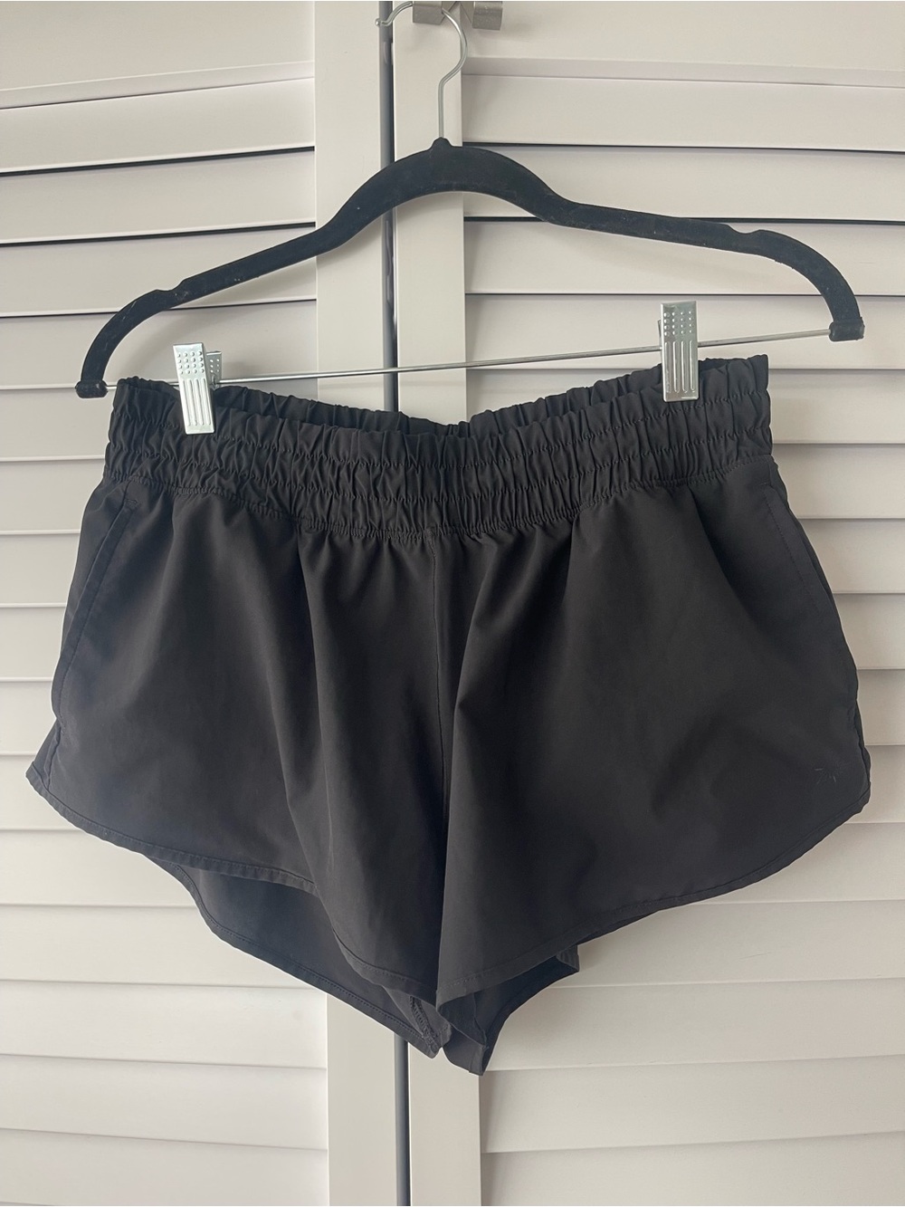 aerie Black Athletic Shorts with Smocked Waist